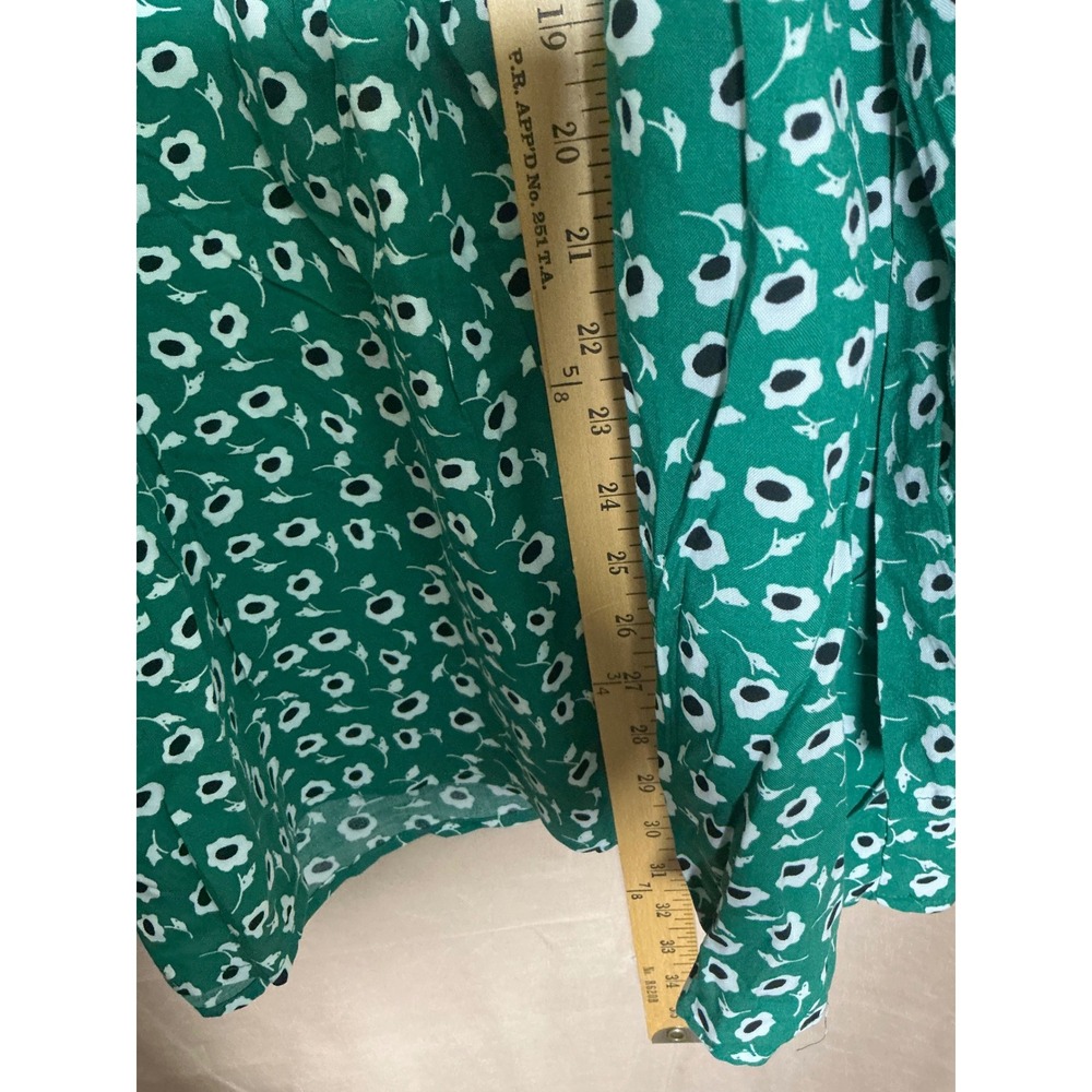 Avenue Floral Blouse Womens 22/24 Green Excellent Crochet Trim Bell Sleeve Boho - Picture 9 of 12